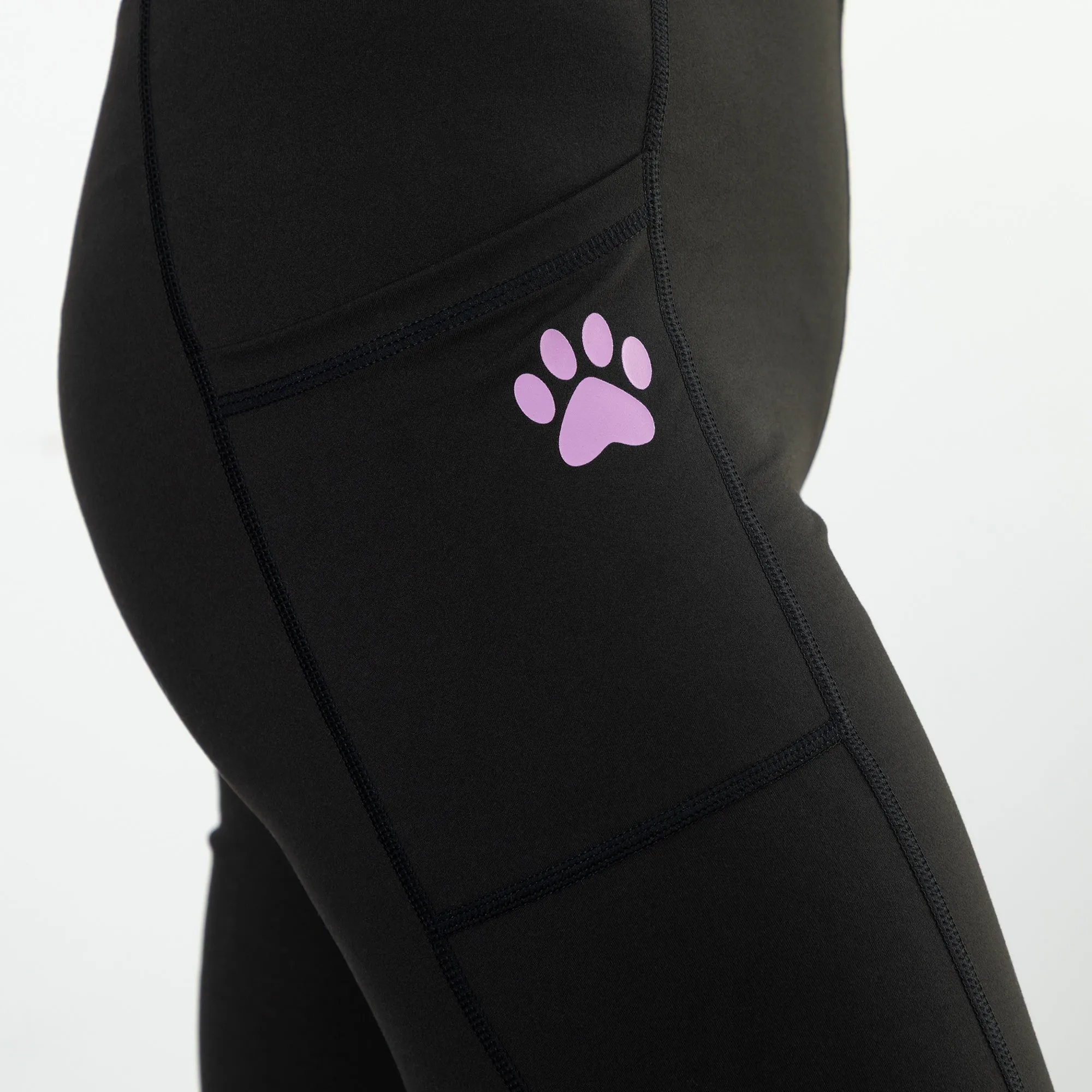 Paw Print Crossover Waist Yoga Pants with Pockets