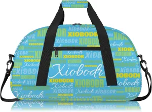 Personalized Cute Duffle Bag - Custom Name Kids Sports Bag, Sleepover Bags for Girls, Lightweight Toddler Boys Overnight Bag for Weekender Travel Cheer Dance Ball Game, Blue Green Yellow