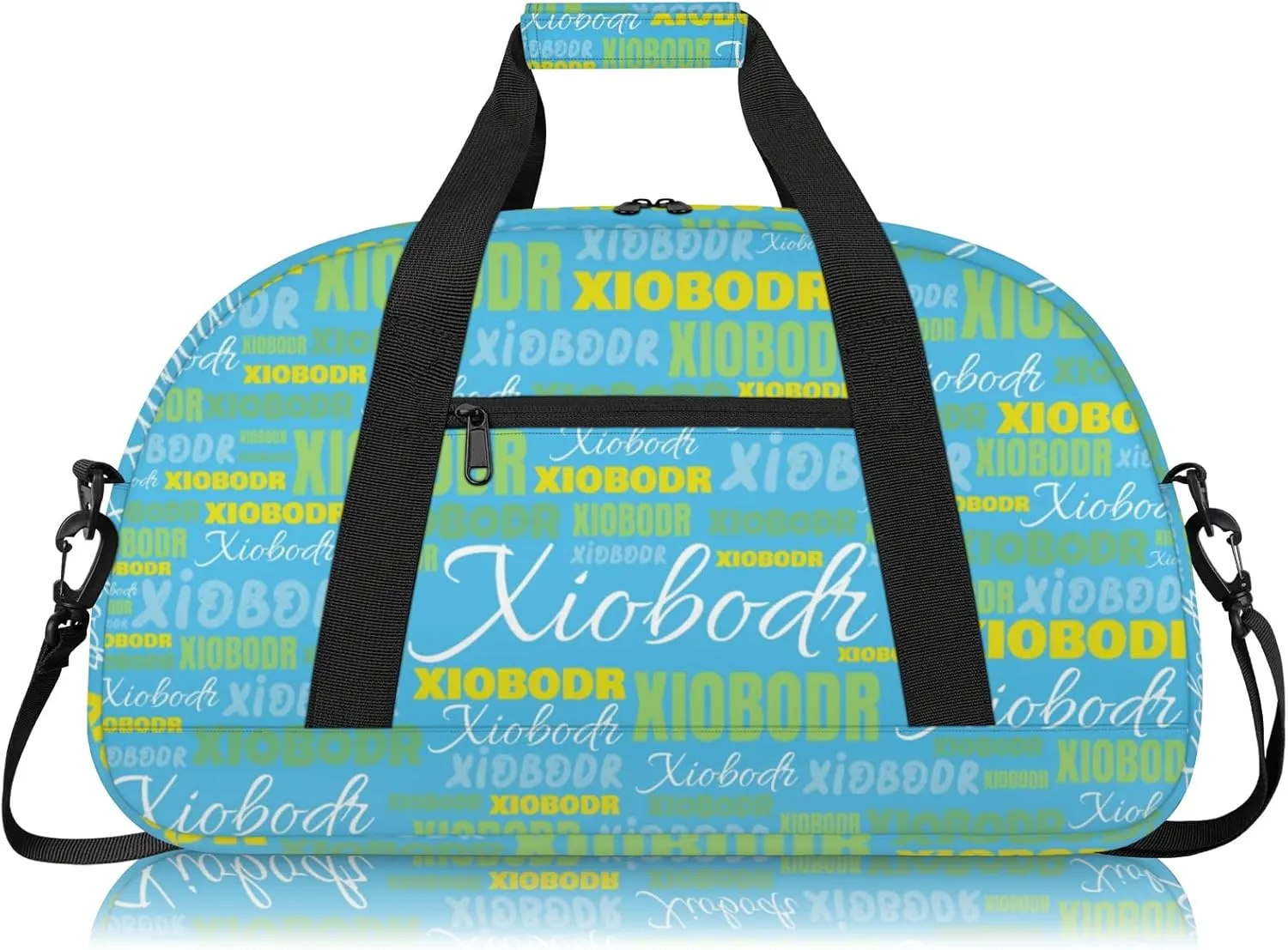 Personalized Cute Duffle Bag - Custom Name Kids Sports Bag, Sleepover Bags for Girls, Lightweight Toddler Boys Overnight Bag for Weekender Travel Cheer Dance Ball Game, Blue Green Yellow