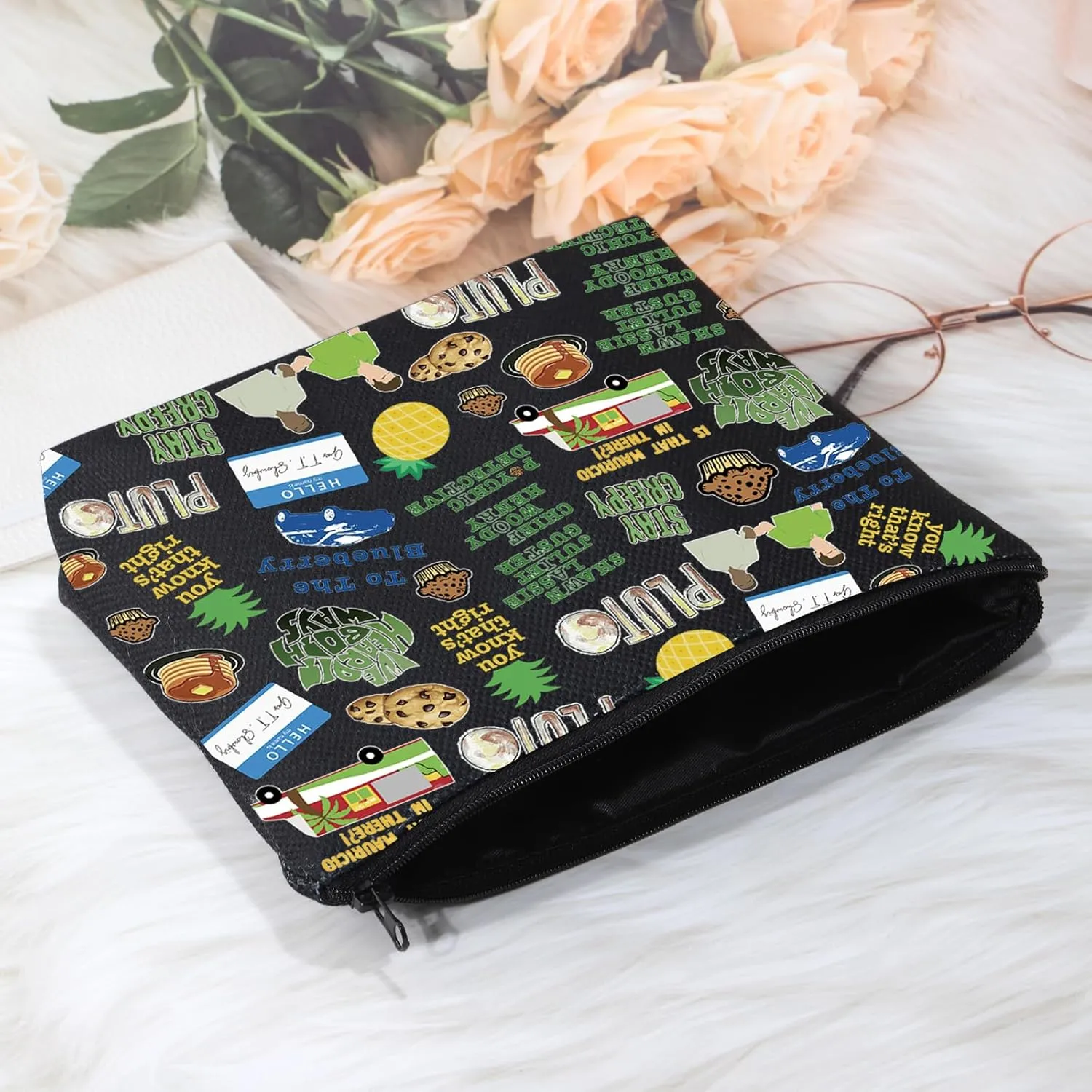 POFULL TV Show Merchandise Pineapple TV Show Fans Makeup Zipper Pouch Bag (PSY-C black Bag)