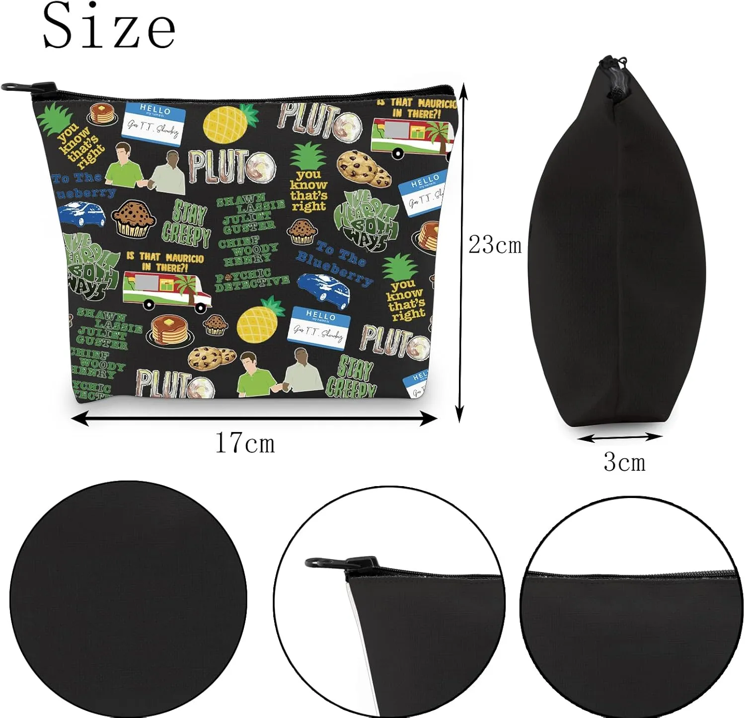 POFULL TV Show Merchandise Pineapple TV Show Fans Makeup Zipper Pouch Bag (PSY-C black Bag)