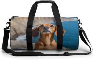 Portable Large Overnight Duffel Bags Cute Funny Dachshund Dog Travel Storage Bag, Waterproof Gym Sports Handbag with Adjustable Shoulder Strap