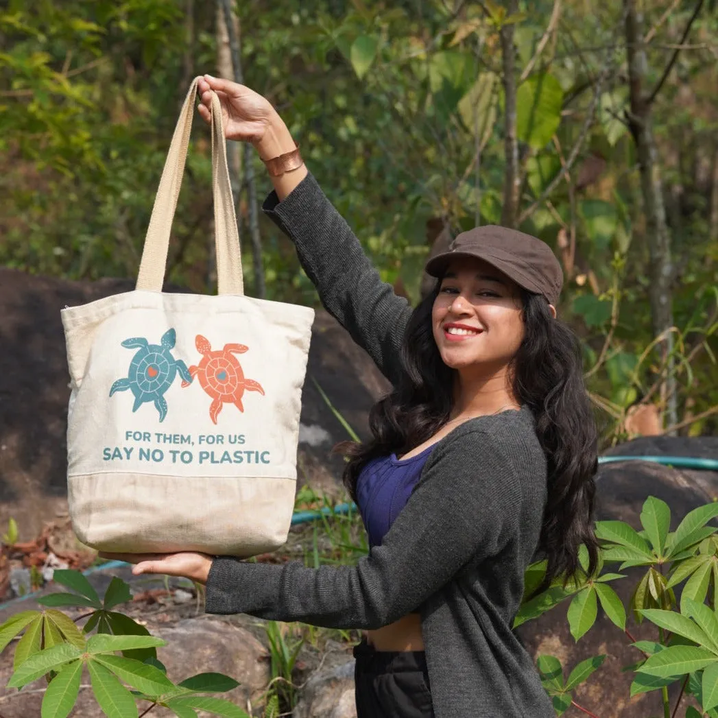 Premium Canvas-Jute (Juco) Tote Bag - Zipped Top