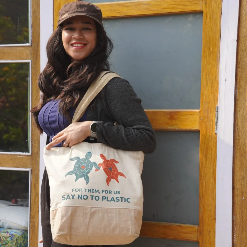 Premium Canvas-Jute (Juco) Tote Bag - Zipped Top