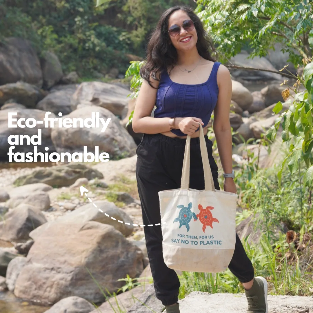 Premium Canvas-Jute (Juco) Tote Bag - Zipped Top