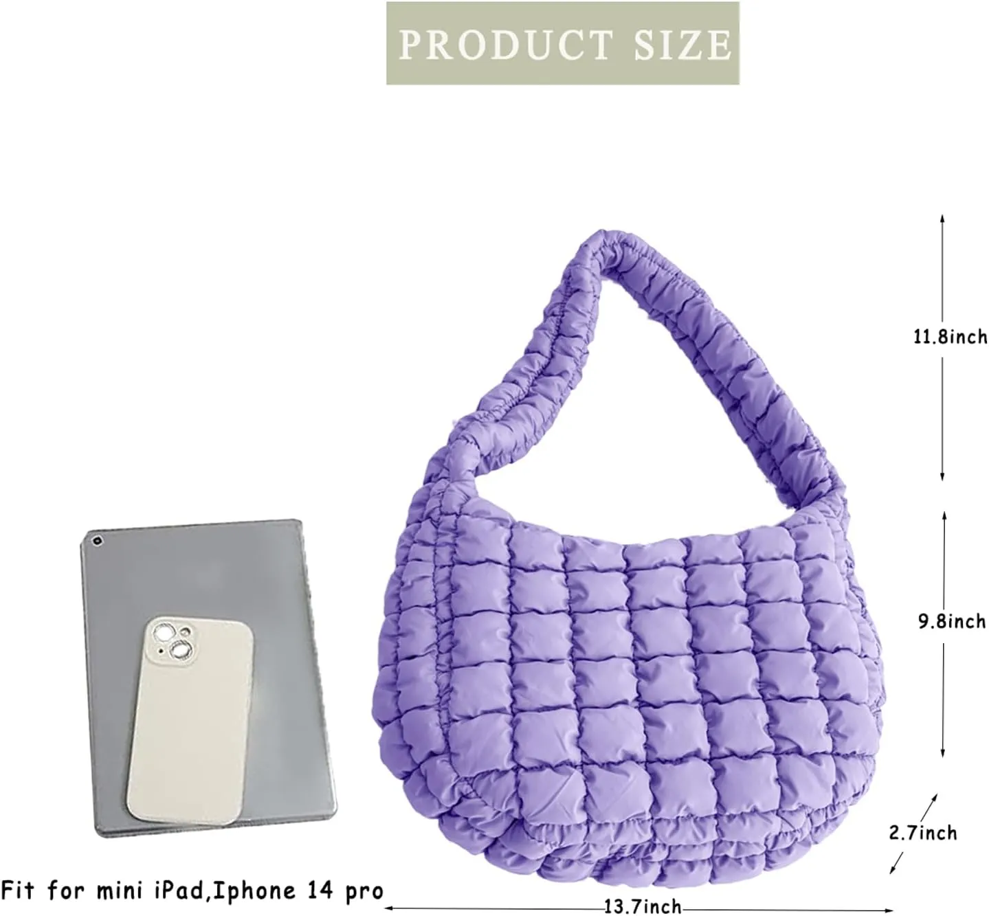 Puffer Carryall Tote Bag for Women Quilted Shoulder Bag for Travel Lightweight Cotton Padded Hobo Handbag
