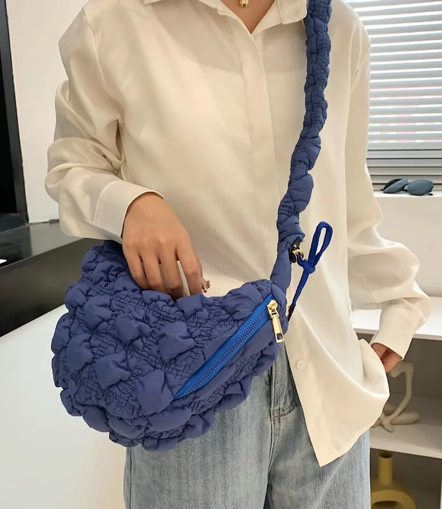 Quilted Tote Bags for Women Puffer Bag Puffy Everyday Purse Lightweight Cloud Cotton Crossbody Shoulder Bag