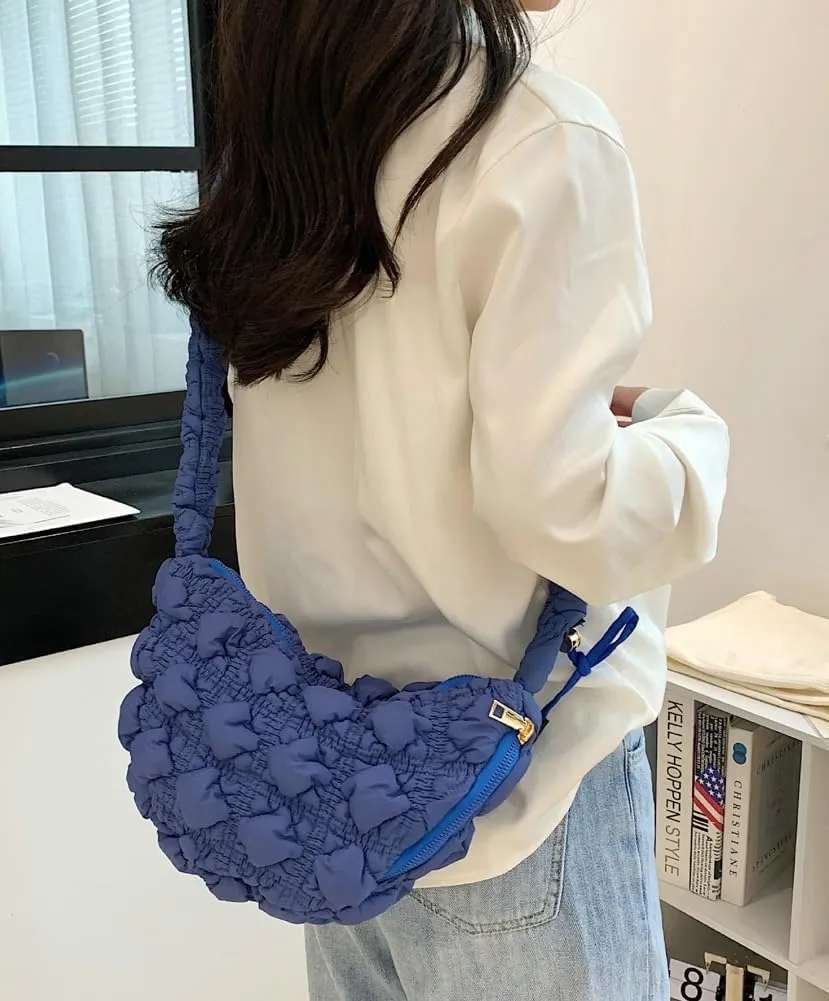 Quilted Tote Bags for Women Puffer Bag Puffy Everyday Purse Lightweight Cloud Cotton Crossbody Shoulder Bag