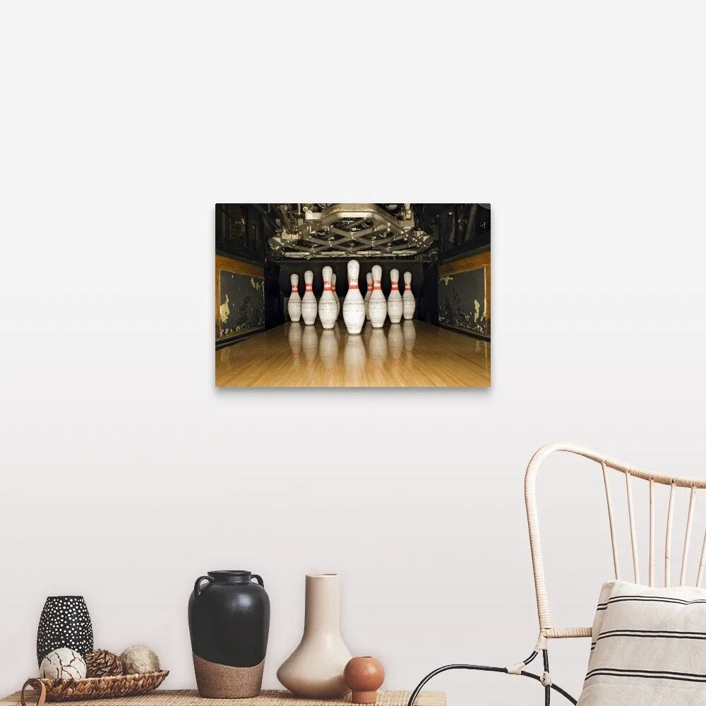 "Bowling pins and machine" Canvas Wall Art