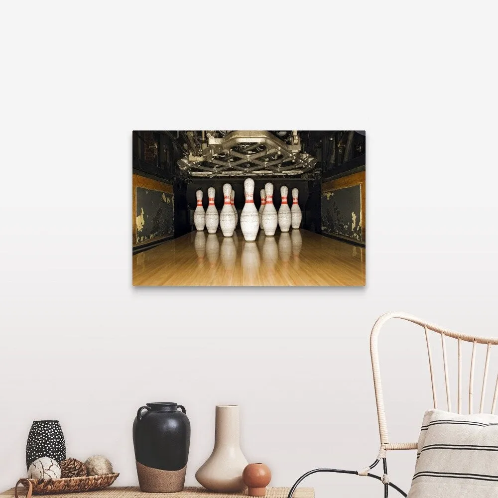 "Bowling pins and machine" Canvas Wall Art
