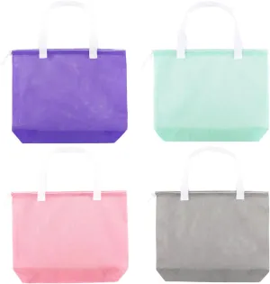 Reusable 4Pack Colorful Mesh Beach Tote Bags,Mesh Shopping Bag With Drawstring For Travel,Toys,Gift Or Laundry  