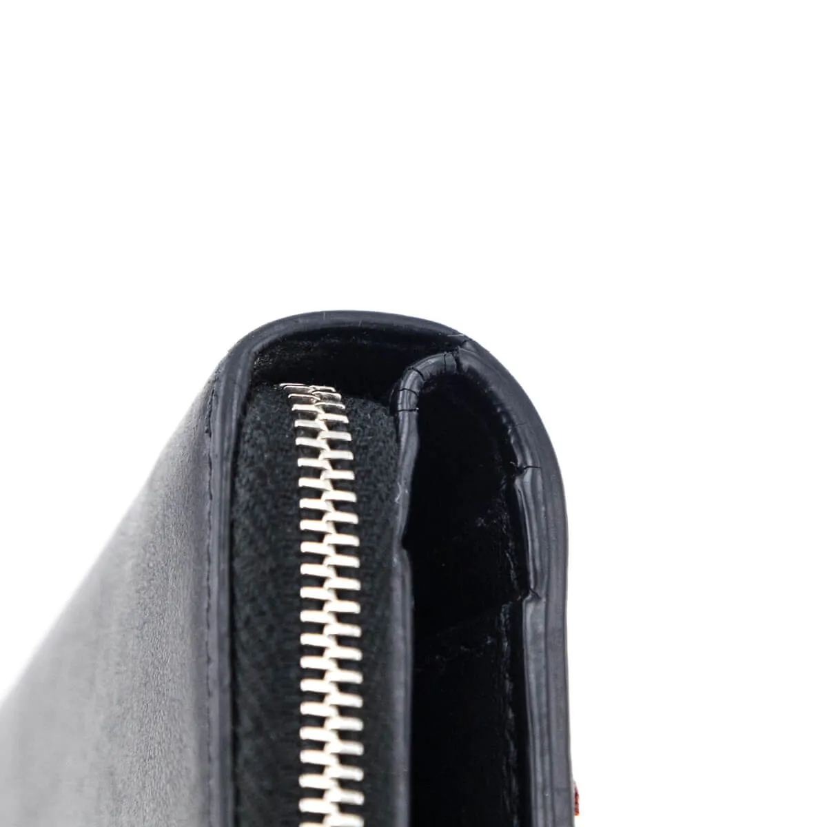 Saint Laurent Black Calfskin Love Patch Zipped Compact Wallet