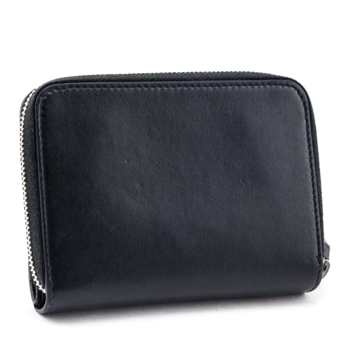 Saint Laurent Black Calfskin Love Patch Zipped Compact Wallet