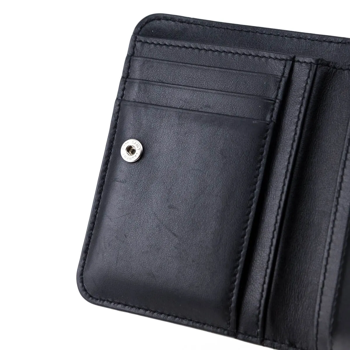 Saint Laurent Black Calfskin Love Patch Zipped Compact Wallet