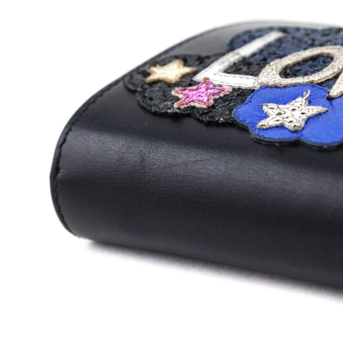 Saint Laurent Black Calfskin Love Patch Zipped Compact Wallet