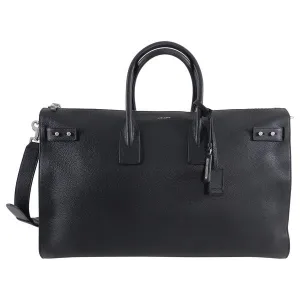 Saint Laurent Black Leather Sac de Jour 48H Large Duffle Bag