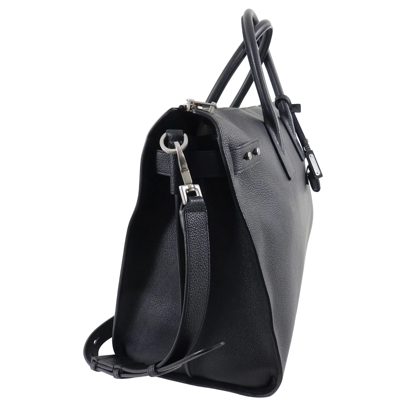 Saint Laurent Black Leather Sac de Jour 48H Large Duffle Bag