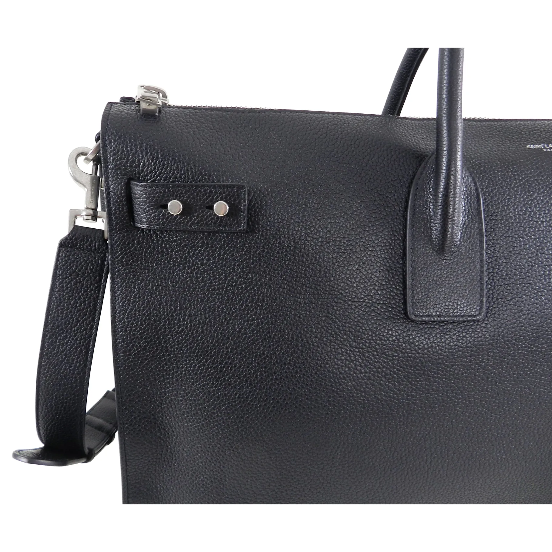 Saint Laurent Black Leather Sac de Jour 48H Large Duffle Bag