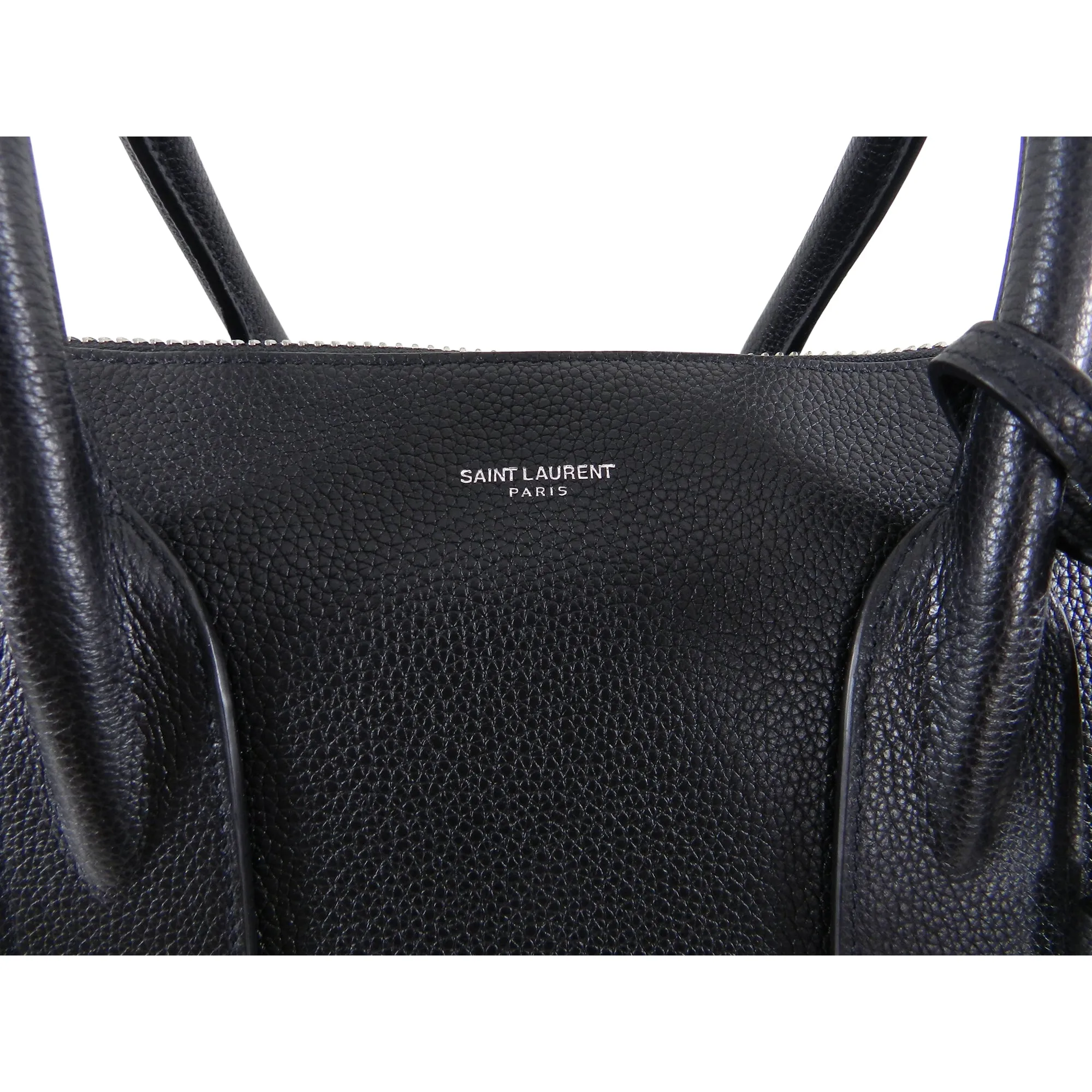 Saint Laurent Black Leather Sac de Jour 48H Large Duffle Bag