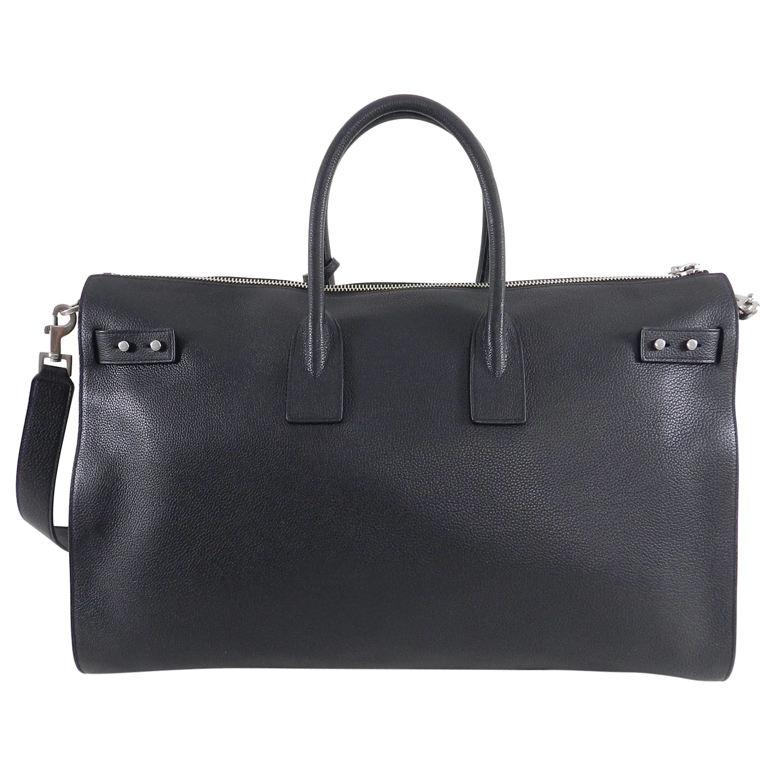 Saint Laurent Black Leather Sac de Jour 48H Large Duffle Bag