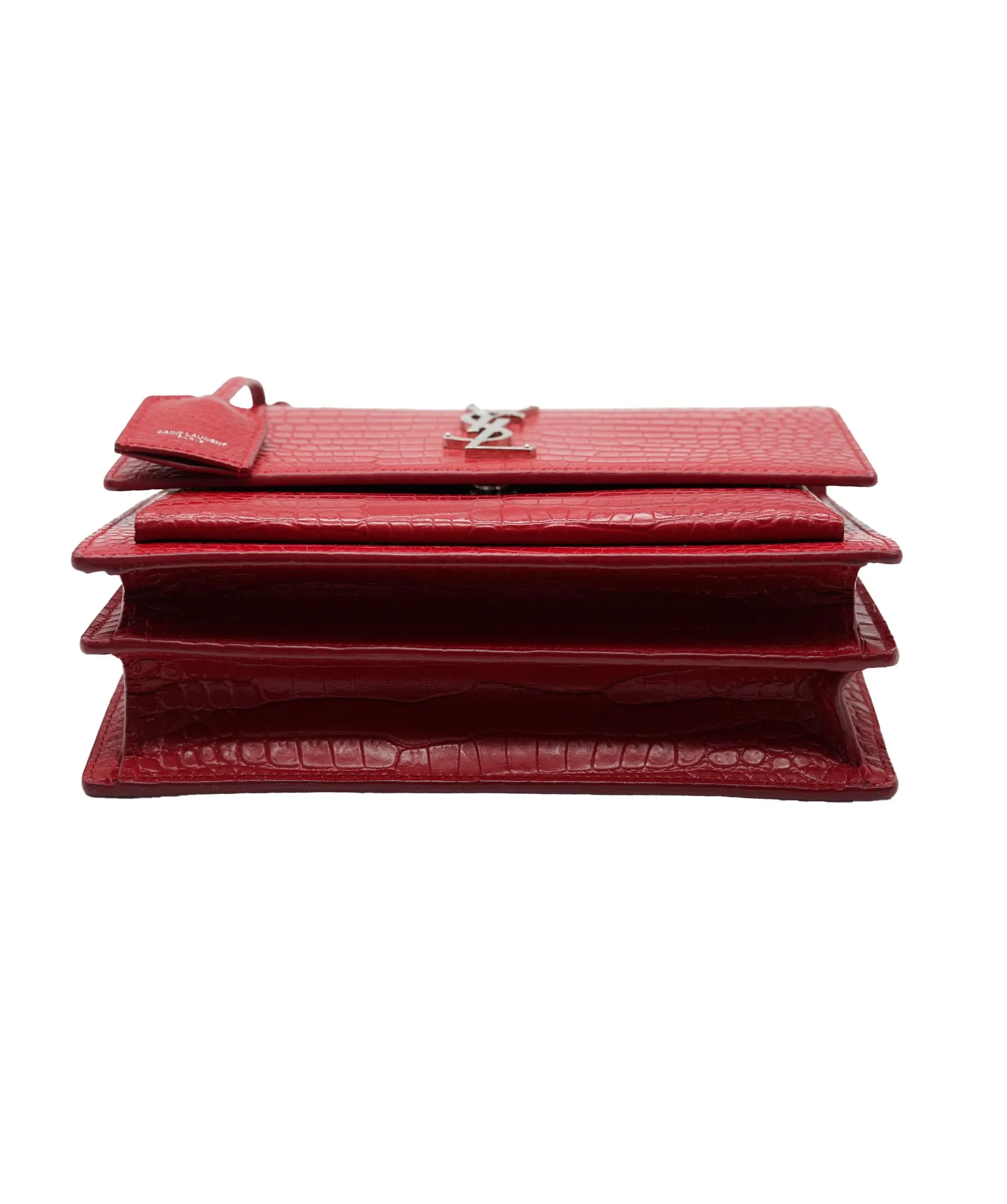 Saint Laurent Red Croc Embossed Medium Sunset ABC0832