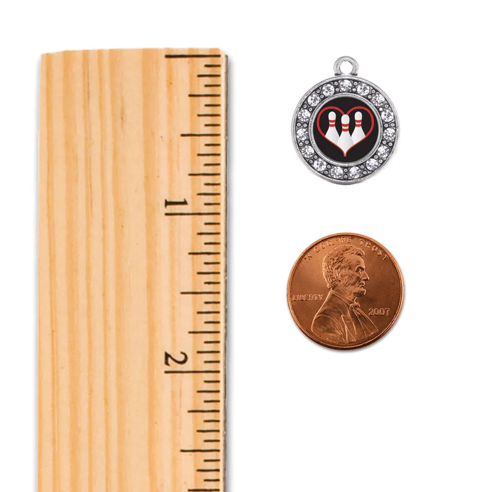 Silver I Heart Bowling Circle Charm Snowman Ornament