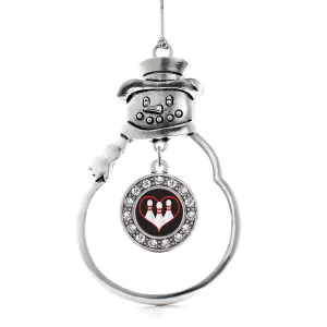 Silver I Heart Bowling Circle Charm Snowman Ornament