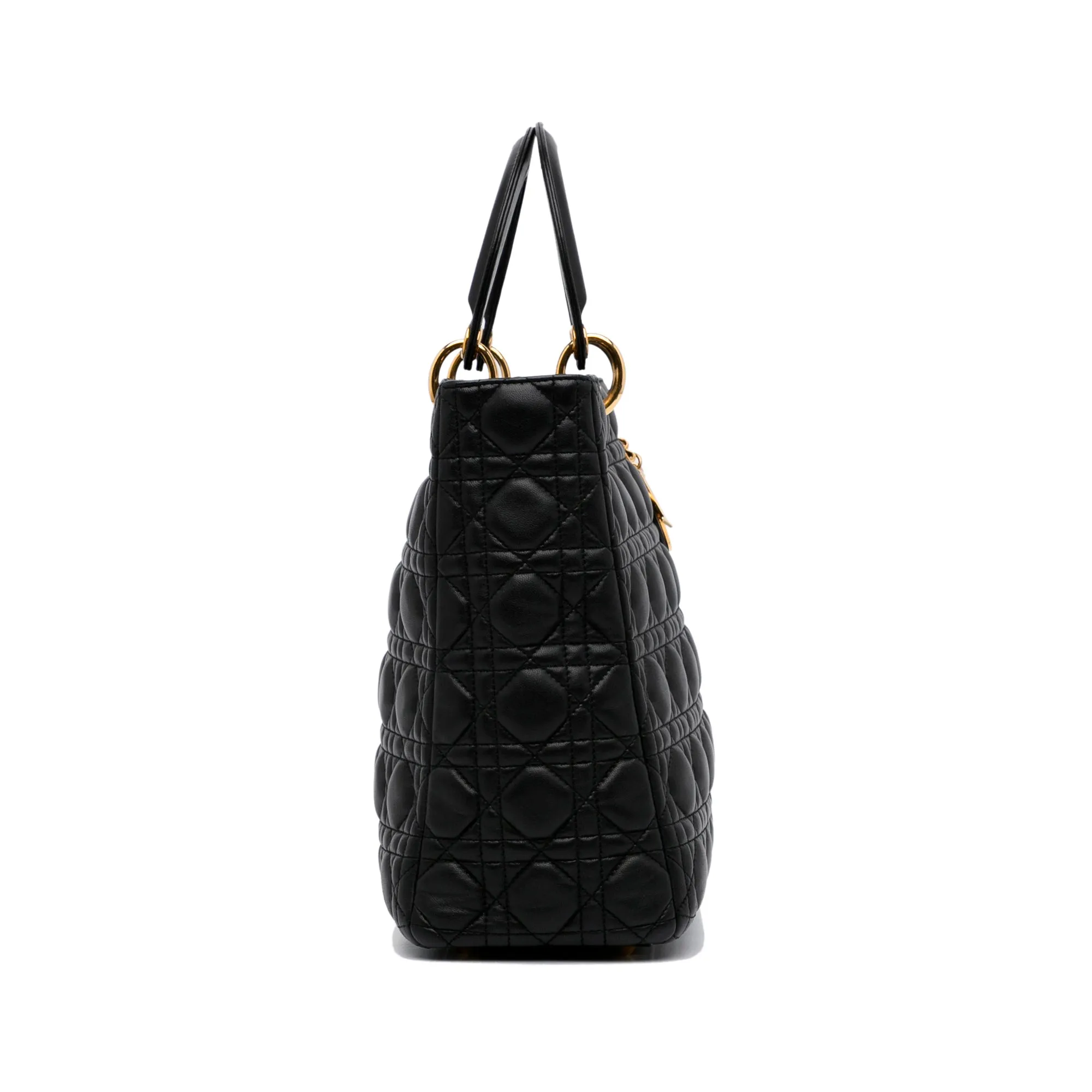 Trendy Inspired Dior Lady Dior Large Black Cannage Quilted Leather