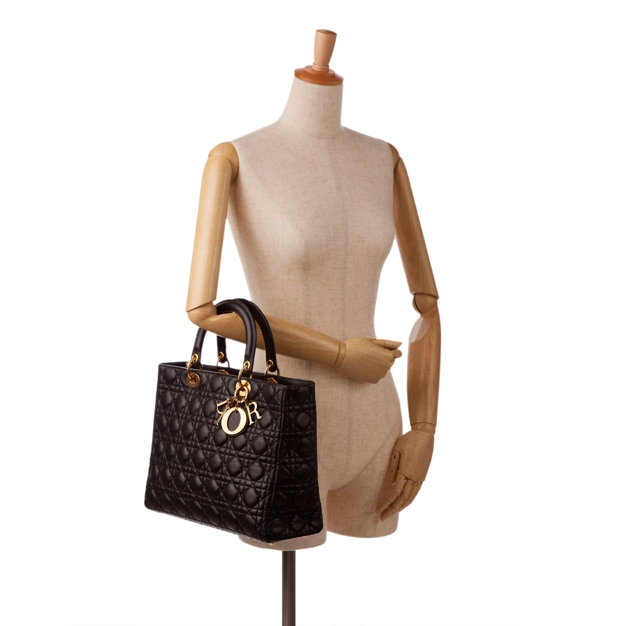Trendy Inspired Dior Lady Dior Large Black Cannage Quilted Leather