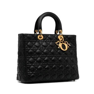 Trendy Inspired Dior Lady Dior Large Black Cannage Quilted Leather