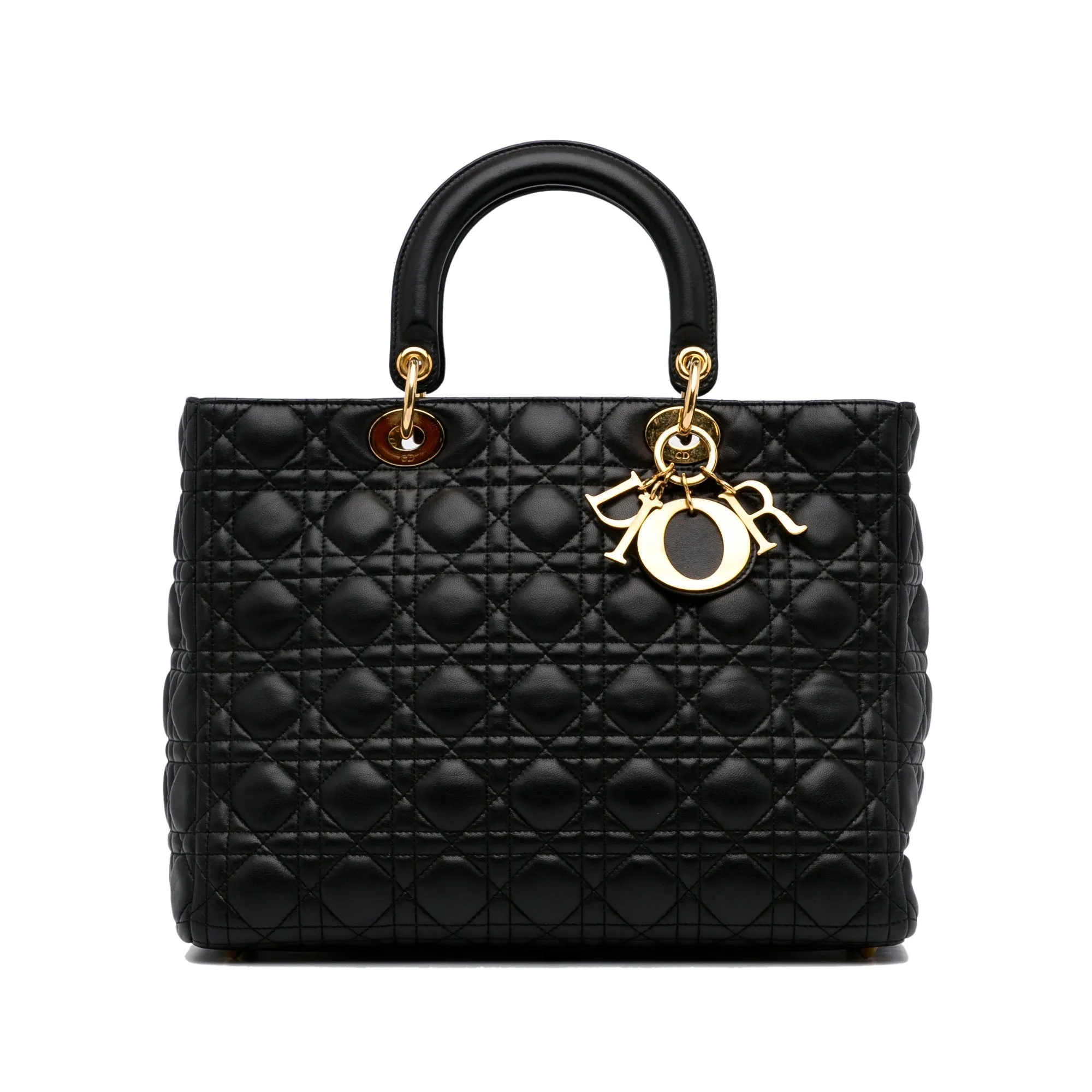 Trendy Inspired Dior Lady Dior Large Black Cannage Quilted Leather