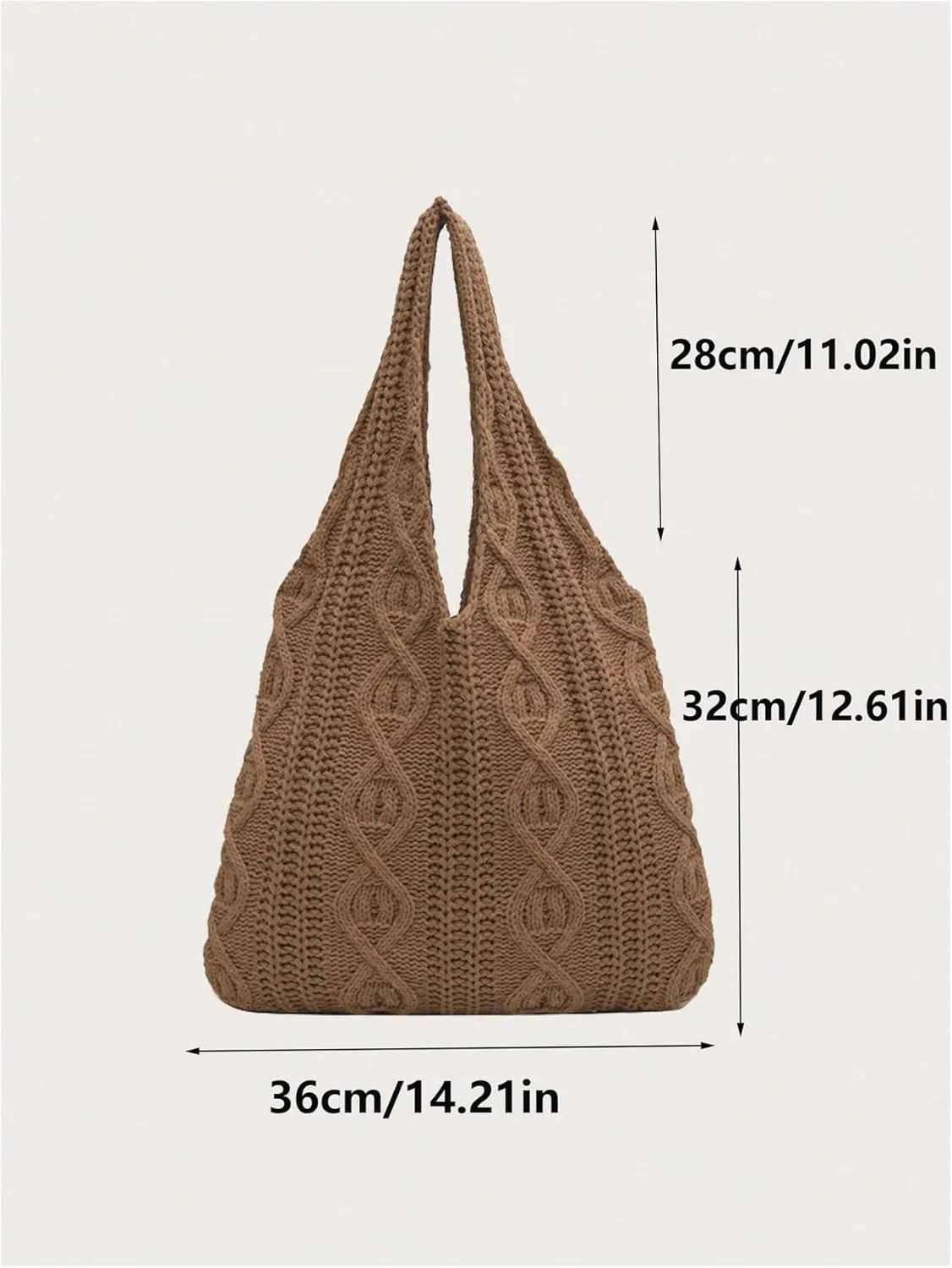 Verdusa Women's Knitted Crochet Shoulder Bags Casual Hobo Tote Bag Shopping Bags