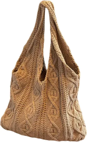 Verdusa Women's Knitted Crochet Shoulder Bags Casual Hobo Tote Bag Shopping Bags