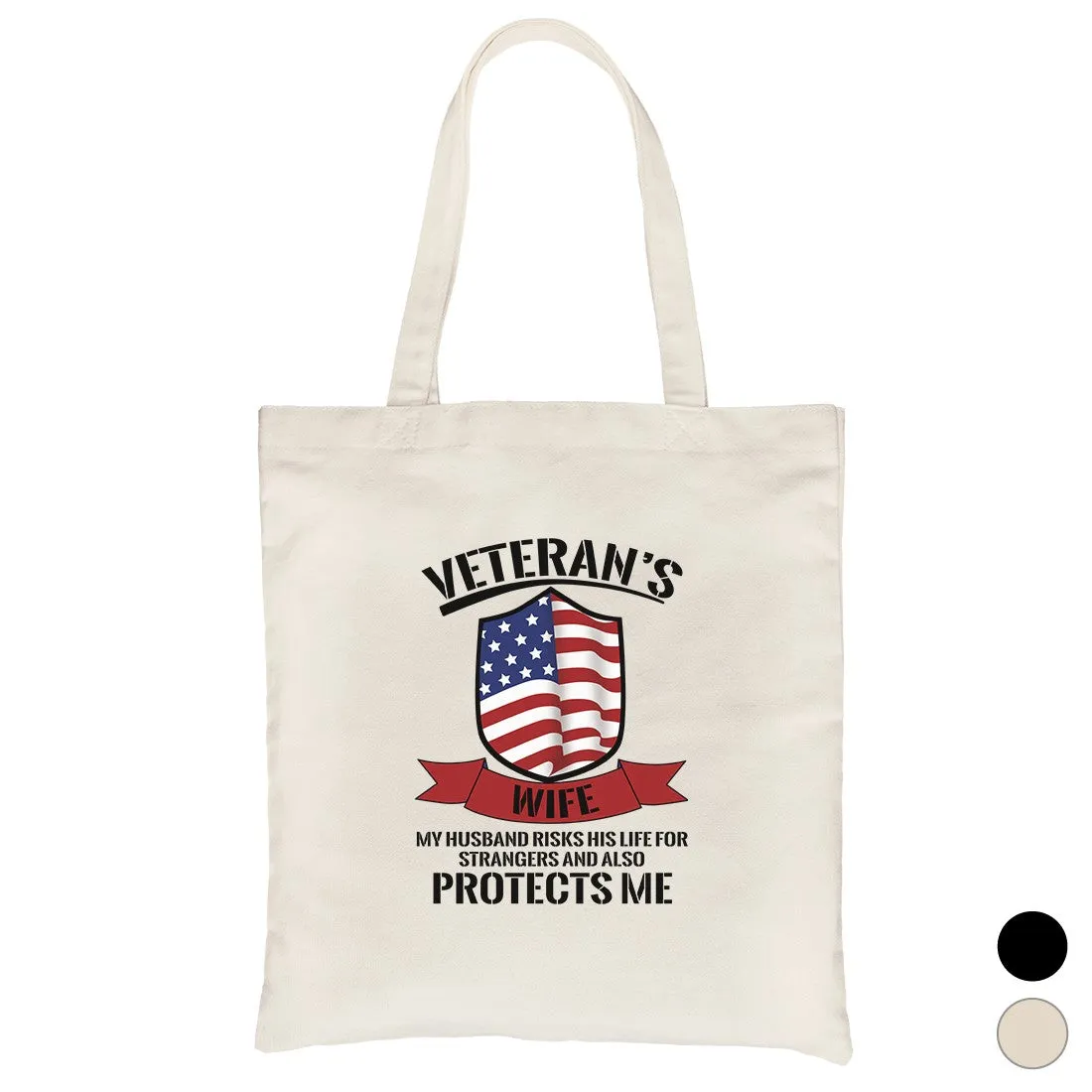 Veteran's Wife Canvas Bag Heavy Cotton Cute US Veteran Gift Bag