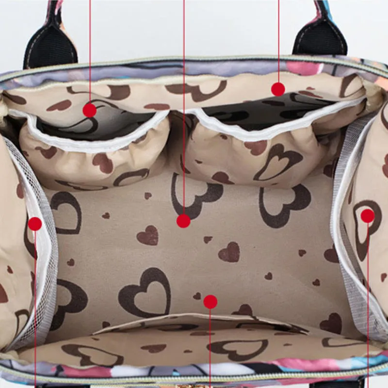 Women Canvas Casual Mummy And Kids Patchwork Backpack Handbag