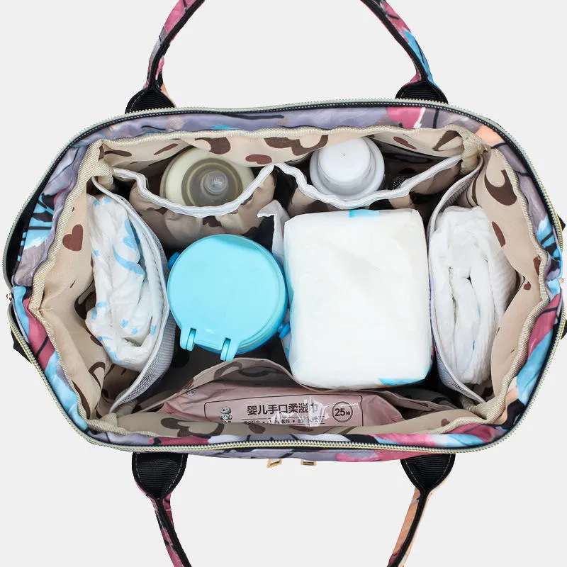Women Canvas Casual Mummy And Kids Patchwork Backpack Handbag