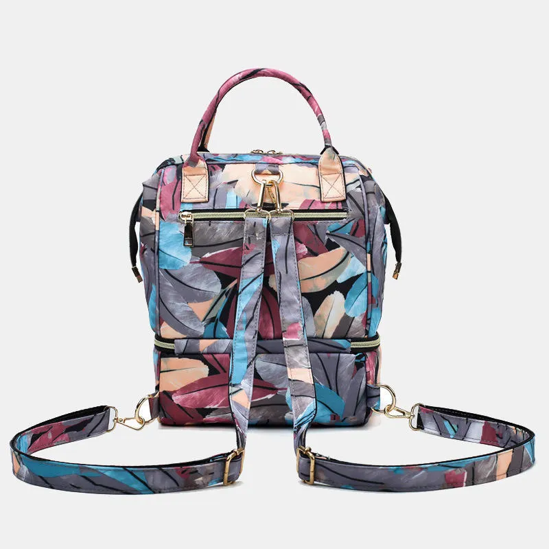 Women Canvas Casual Mummy And Kids Patchwork Backpack Handbag