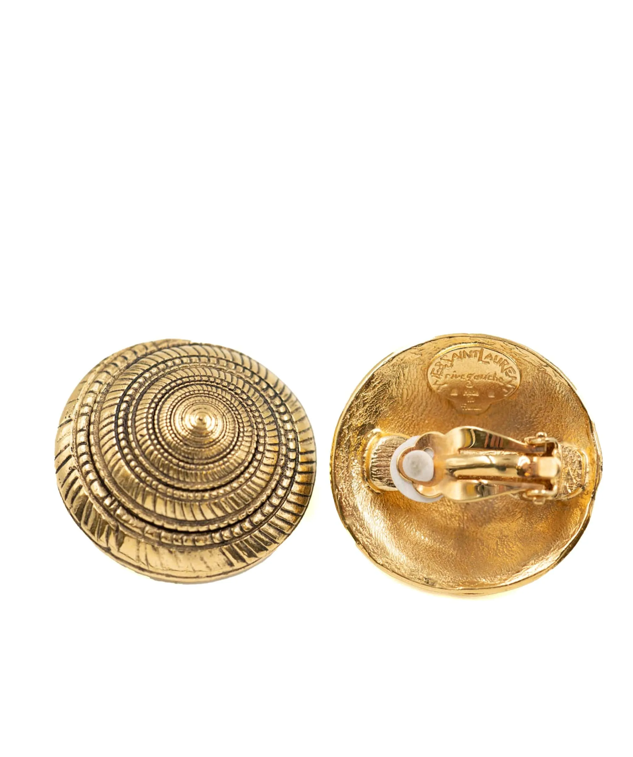 YSL 80s Gossens Shell Clip on Earrings - AWC1756