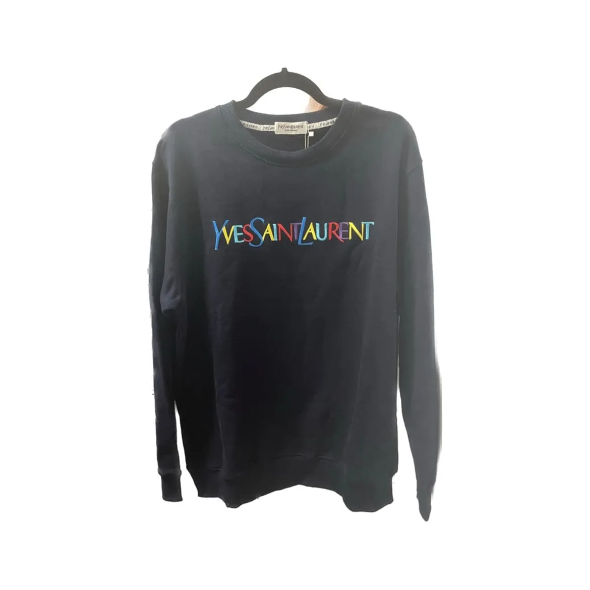 YSL Sweatshirt Navy M with multi "Yves Saint Laurent" UKL1235