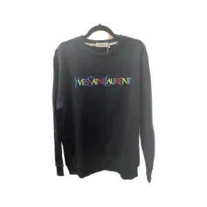 YSL Sweatshirt Navy M with multi "Yves Saint Laurent" UKL1235